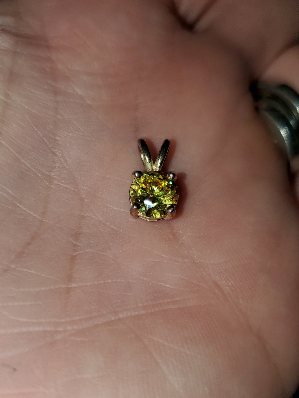 Round-Cut Citrine Pendant 925 Silver - Picture 4 of 5